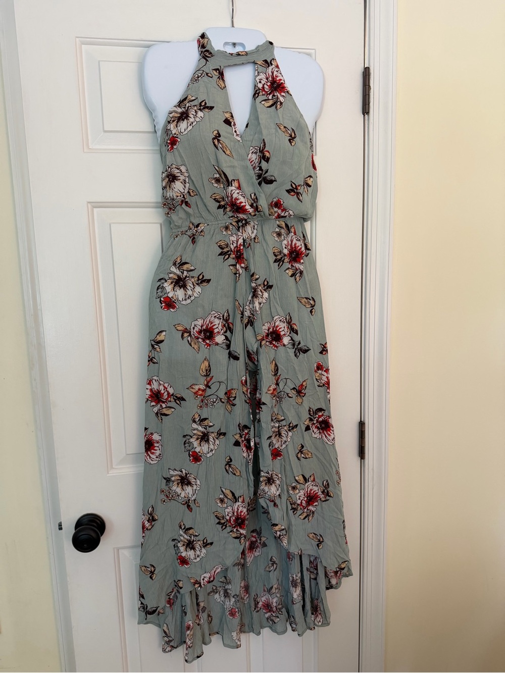 Onetheland Sage Floral Halter Maxi Romper Boho Size S